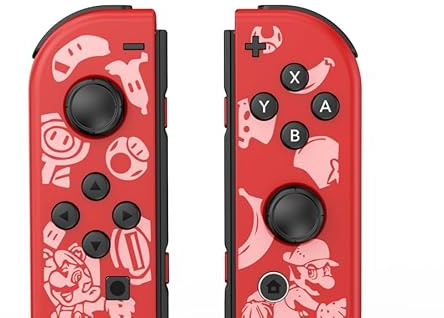 Mhwlhbx Manette pour Switch, Joypad de remplacement Joy Cons L/R double vibration/contrôle des fonctions/réveil/capture d'écranContrôleur-Rot