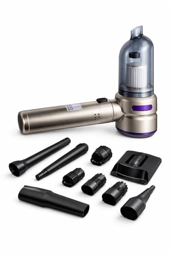 Mini aspirapolvere senza fili. Aspirapolvere portatile con accessori. Potente 6000 PA, casa, auto, peli di animali domestici. Ricarica USB con cavo di tipo C. Grande autonomia di utilizzo.