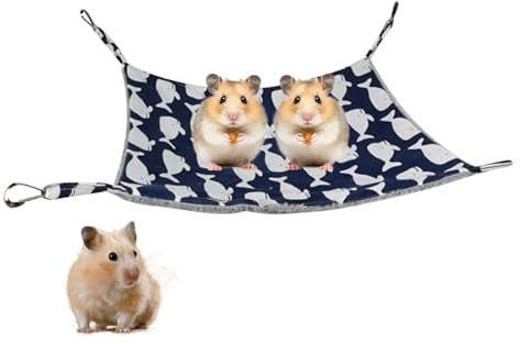 Hamsterhängmatta, varm tvättbar gunga med krokar | Liten djursäng illerhängmatta – för ekorre papegoja gerbil socker glidare husdjur sova lek vinter hem lägenhet inomhus
