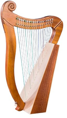 Celtic Irish Harp, 19 Strings Wooden Lever Harp, 3-Hole Mahogany Lyre Harp with Tuning Wrench and Storage Bag, Resonance Musical Instrument for Music Lovers, Beginners