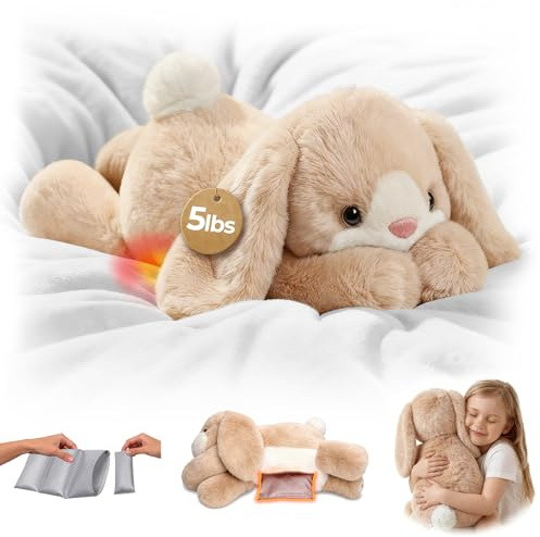 Mewaii Peluche Lestée Lapin, Lavable, Poids Réglable, 2,3kg