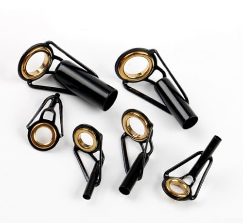 Rehoetom Rutenspitze Top Guide für Ring für Angelruten – Edelstahlrahmen mit Keramikeinsatz, verschleißfeste Schnurführung für Rutenbau und Reparatur (schwarz) (5,0 mm)