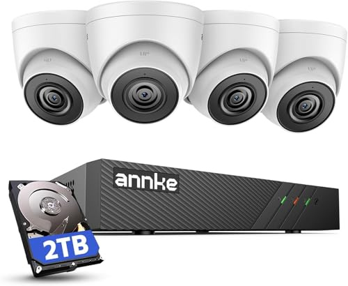 ANNKE 5MP Überwachungskamera Aussen Set, Videoüberwachung mit 8CH 2TB HDD NVR und 4X 5MP PoE IP Outdoor Kamera, mit Personen-/Fahrzeugerkennung für 24/7 Überwachung, IR Nachtsicht