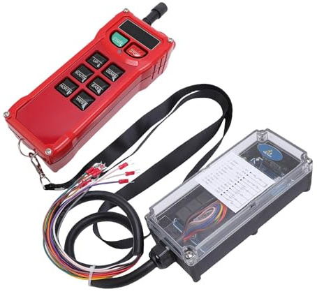 HELEVIA Industrial Remote Controller, 8 Buttons 100m Range Water Proof Anti Drop, with Emergency Stop Switch and Strong Penetration, for Electric Hoist Overhead Crane Concrete Pump Truck