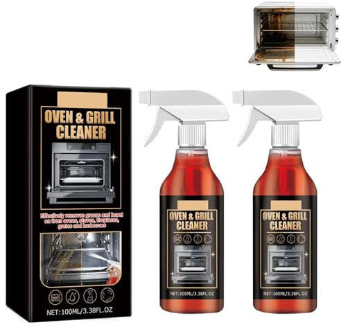 Oven And Grill Cleaner Spray, Oven Cleaner Heavy Duty, For Baked-On Food & Burnt Grease, Fast-Acting Professional Cleaning Spray For Ovens, Barbecues, Grills, Racks & Trays (2 PCS)