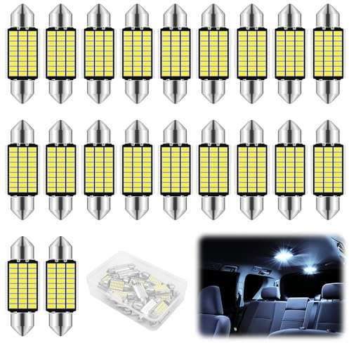 YYAQZD 20 Stück Auto LED Innenbeleuchtung, LED Soffitte 12V 36 mm(Kaltweiß)