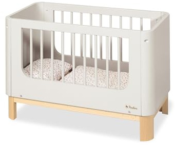 PINOLINO Puppenbett Malea aus Holz mit Bettzeug 4 Teilig - Puppenbettchen mit Matratze, Kissen und Decke, Bett für Puppen und Kuscheltiere, Puppenbett Spielzeug für Mädchen und Jungen, ab 3 Jahren