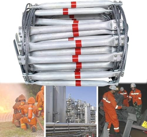 Escalera De Emergencia con Ganchos, Multifuncional, De Aleación De Aluminio Y Cable De Acero Ignífugo, Reutilizable para Apartamentos, Hoteles, Centros Comerciales De Gran Altura., 16FT/5M