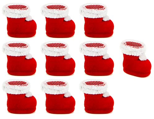 * Nikolausstiefel in vielen Größen und Farben | Weihnachtsmannstiefel Dekostiefel Geschenkstiefel Adventsstiefel Weihnachtsstiefel | winzig bis riesengroß (XXS | 10 x rote Stiefel)