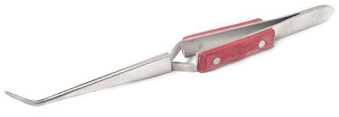 blueINOX Lötpinzette/Kreuzpinzette/Industrie- & Technische Pinzette – Präzisionswerkzeug mit abgewinkelter Spitze (17 cm, Edelstahl, isolierter Griff)