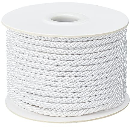 PandaHall Elite 20m/roll 3mm Nylon Threads Braided Trim Rope Twisted Cord for Home Dec/DIY Crafts/Jewellery Making, White