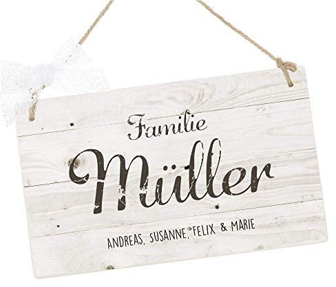 Türschild mit Namen personalisiert, Haustürschild, Familienschild aus Holz, besondere Geschenkidee zum Geburtstag, zu Weihnachten, zum Richtfest uvm.