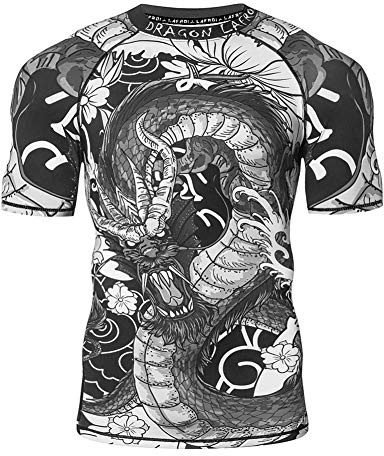 LAFROI Herren Kurzarm Kompressionsshirt UPF 50+ Rash Guard-CLY08D