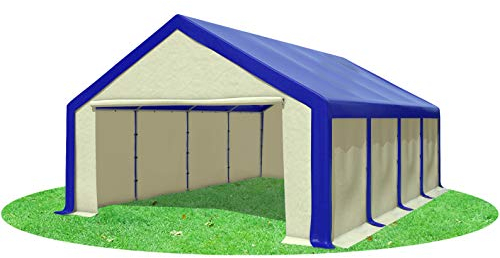 Stabilezelte Partyzelt 5x8m Modular Professional PVC 500 g/m² ohne Fenster BLAU BEIGE