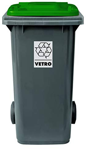 Mobil Plastic - Bidone Raccolta Differenziata 240 Litri con Coperchio e Ruote per Esterni | Fondo Grigio e Coperchio Verde Scuro | Plastica Resistente | Certificato UNI EN 840
