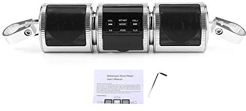 Aramox Kit Altoparlante per Moto, Altoparlante Stereo per Motocicletta Senza Fili Audio per Lettore Musicale MP3 Impermeabile Radio USB AUX SD