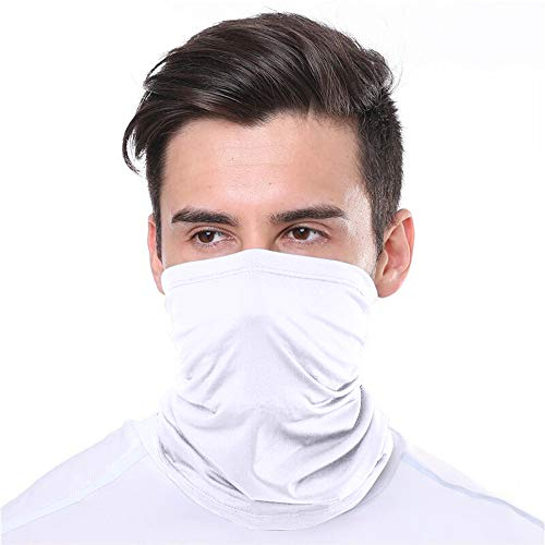 KUNSTIFY | Multifunktionstuch Mundschutz | Bandana Herren Damen Schlauchschal Halstuch Mund-Nasen-Schutz Baumwolle | weiß elastisch modisch atmungsaktiv waschbar (Weiß)