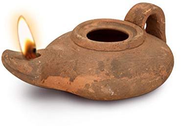 Herodian - Biblical Classic with Handle - Replica Ancient Clay Oil LAMP & Certificate of Authenticity Hanukkah-Judaica/Christian Gift - Handmade in The Holy Land