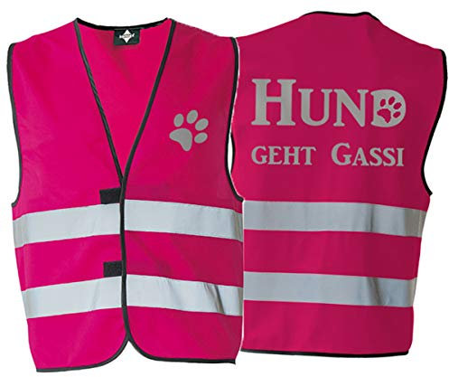 Generisch Warnweste Sicherheitsweste Hund geht Gassi mit reflektierendem Aufdruck 8 Farben 5 Größen (S, Pink)