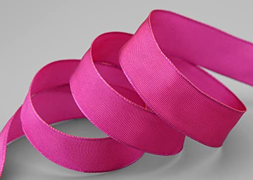 finemark 25 m x 25 mm Drahtkantenband Leo Himbeere (169) Dekoband mit Drahtkanten einfarbig Geschenkband Stoffband Schleifenband Visco Draht aus nachwachsenden Rohstoffen biologisch abbaubar