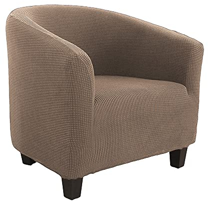 YOPOIY Polyester Sesselhusse Strecken Sesselbezug mit elastischem Boden waschbar Cocktailsessel bezug für Bartheke Wohnzimmer -braun-3-