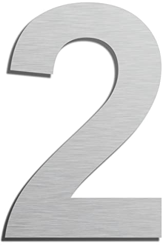 Ywonoby Hausnummern, 7,6 cm, selbstklebend, Metall, Edelstahl, Türnummernaufkleber für Haus, Briefkasten, Wohnung, Hotel, Innenhof, Silber (2)