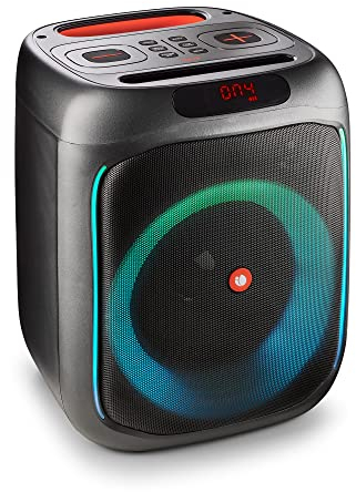 NGS Wild Swag - Altavoz Portátil, Altavoz Compatible con la Tecnología Bluetooth 5.0, True Wireless Stereo, Luces y Pantalla LED, Entrada USB, Audio TF y Auxiliar, 24 x 23 x 30 cm, 80 W, Color Negro