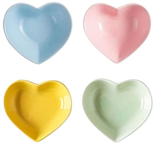 4 pezzi a forma di cuore salsa piatto condimento piatti sushi ciotola mini antipasto piatti da portata piattini ciotola dessert ciotole porta anelli gioielli vassoio