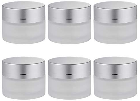 PAREKS Terrarium Glass Containers 6Pcs 30g Glass Cream Jar Empty Cosmetic Container Portable Travel Pot with Screw Cap Lids for Lotion Creams Toners Lip Balms Glass Containers Glass Containers