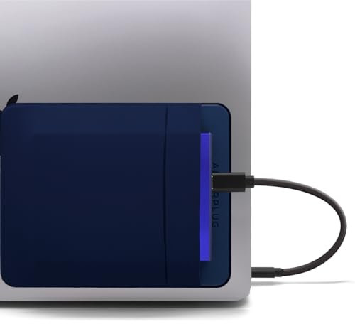 Afterplug Pochette adhésive à 2 Compartiments pour Ordinateur Portable, Compatible avec Disque Dur Externe 2,5, SSD, Magic Mouse, câble USB et Plus - Bleu