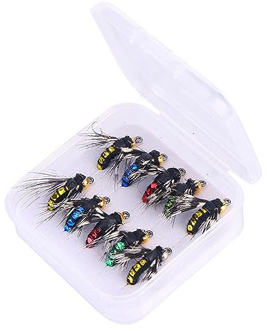 TopHomer 10 Stück Forellenfliegenköder, Nachahmung Insekten Fliegen Köder Bionische Altwasser Süßwasser Köder Haken für Forellen Barsch Lachs