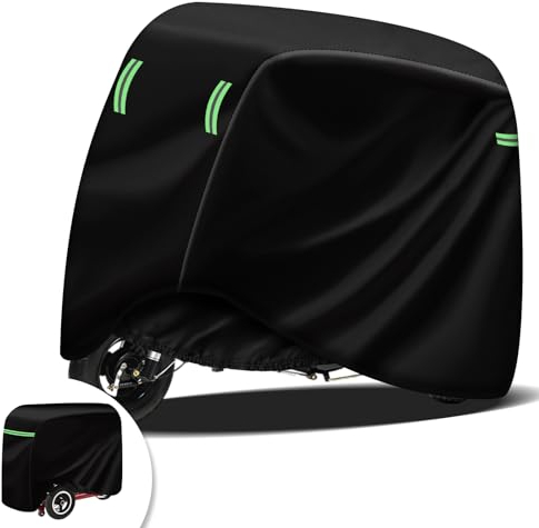 MaxAwe 124 x 58 x 99cm Elektromobil Abdeckplane, wasserdichte Elektromobil Abdeckung, 420 Oxford-Abdeckung Heavy Duty Mobilitätsroller Rollerabdeckung mit Gummiband für Behinderung Scooter Schutzhülle