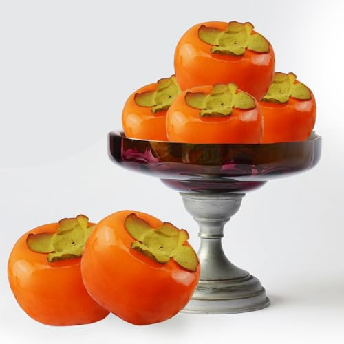 Tuxiaobu Caqui falso, 8 caquis de plástico sintético, decoración de frutas artificiales