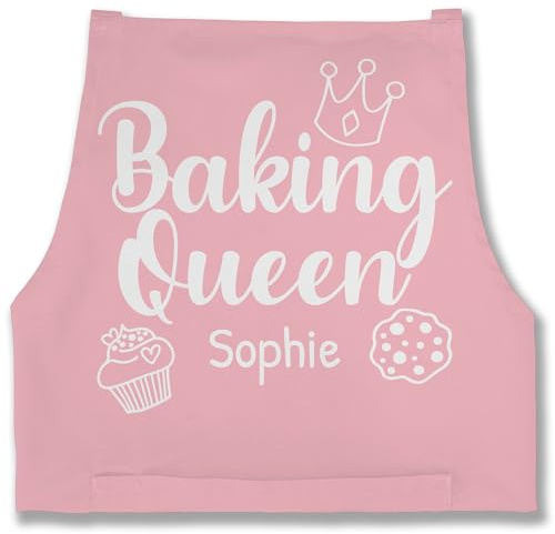 Geschenk mit Namen personalisiert by Shirtracer - Schürze - Backschürze Damen Frauen - Baking Queen I Backkönigin mit Name I Geschenk Hobby Bäckerin I Backen Geschenkideen
