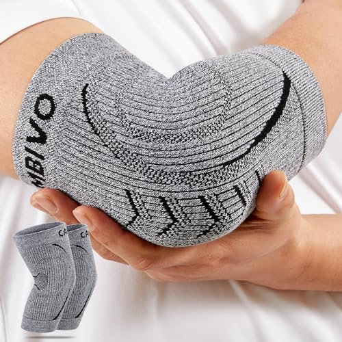 CAMBIVO Ellenbogenbandage 2 Pack, Tennisarm Bandage mit 3D Strickstoff, Ellenbogen Bandagen Herren Damen für Sehnenentzündung, Golferarm, Arthritis, Gewichtheben und Basketball