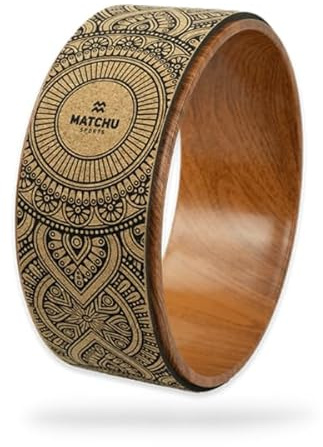MATCHU Sport | Yoga Wheel | Ruota Yoga | Ruota Yoga | 33x13 CM | Anti-Slip | Portata fino a 150 KG | (Curk - Marrone)