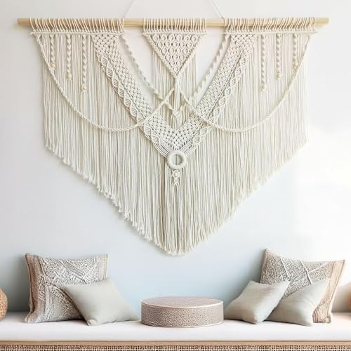 Hibisaws Tapiz de macrame pared de arte tejido, decoración de habitaciones, decoración de balcón, decoración de pared