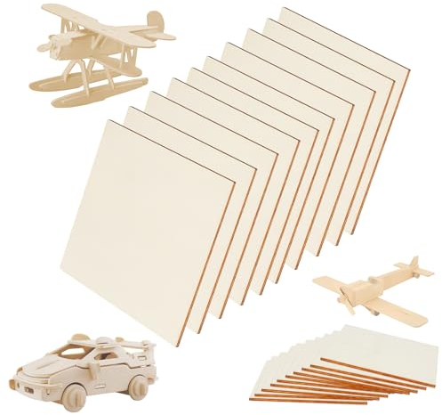 10 Pezzi Creative Compensato Pannelli Legno Betulla 3mm,Fogli di Legnos di Balsa,Tavole Modello in Legno,Pannelli Compensato,per la Decorazione di Incisioni Fai da te,la Modellazione e Il Taglio Laser