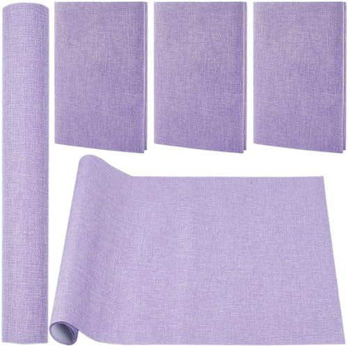 CRASPIRE Leinen-Büchertuch für Bücher, Bindung, Stoffoberfläche, Papierrückseite, gewebter Stoff, Bücher, Album, Scrapbooking, Archivierung, Schutz, Buchbindungszubehör, 130 x 30 cm, Hellviolett