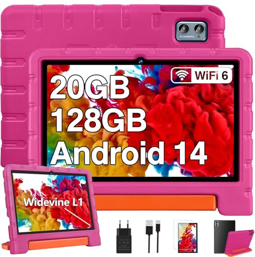 ZIOVO Tablet para Niños 10 Pulgadas Android 15 con 30GB RAM + 64GB ROM/TF 2TB, 5G WiFi, Gemini AI, Octa-Core, Widevine L1, Control Parental, iWAWA, BT 5.0, GMS Certificada Tablet con EVA Caso-Rosa