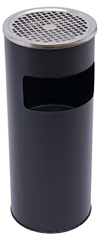 NIGORIY Cenicero de pie de 30 l para exteriores, acero inoxidable, cenicero para exteriores con cubo de basura, cubo de basura con cubo interior, placa de borrado superior de rejilla superior, asa de