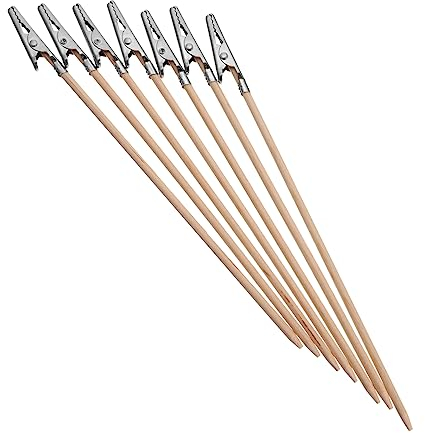 Yardenfun Krokodilklemmen-Set mit Bambusstab, für DIY-Modellmalerei, Krokodilklemmen für Fotos, Memos, Basteln, starke Klemmen für Airbrush-Positionierungsteile, 100 Stück