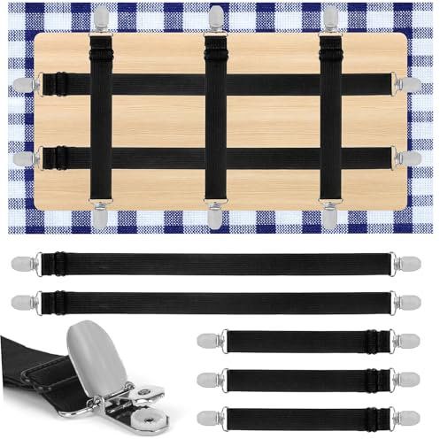YSWOVUO 5 Stück Tischdeckenklammern für Tische Im Freien, Verstellbare Elastizität Tischdeckenhalter für Dicke Tischplatten und Picknicktische, Elastische Bettlakenbefestigung für Bettwäsche Matratze