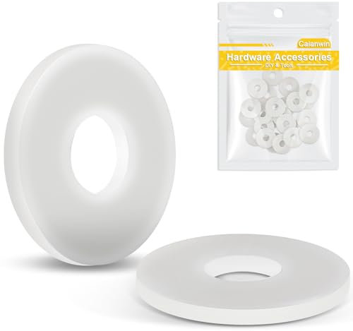 Caianwin 25Pcs M5 Washers White Nylon Flat Washers DIN9021 Plastic Washers for M5 Bolts Screws & Nuts