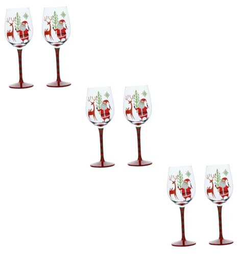Mikinona 6 Pz bicchieri da vino con stelo natalizio Regali di Natale bicchieri da vino decorati a Natale bicchieri eleganti bicchieri natalizi bicchiere di vino di Natale calici da vino
