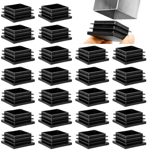 24 Stück Lamellenstopfen 40x40 mm für Vierkantrohr, Quadratische Rohrstopfen Kunststoff Endkappe, Rohrstopfen zur Rohrabdeckung von Stahlrohr, Edelstahlrohr, Alurohr, Aluprofil, Regalen