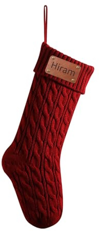 Weihnachtsstrumpf Personalisiert mit Namen, 46cm Große Gestrickte, Rot | Personalisierte Weihnachtsstrümpfe Christmas Stockings für Feiertags Familienparty Dekoration, Geschenk, 1 Stück