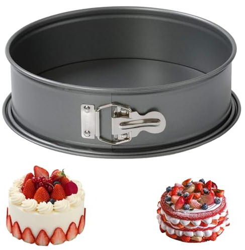 HQILRRA Moules à Charnière Rond Antiadhésif,Moule à Gâteau Rond,200 mm x 180 mm x 65 mm de Profondeur,Moule à Manqué rond,étanche, pour Gâteaux au Fromage Pizzas Quiches