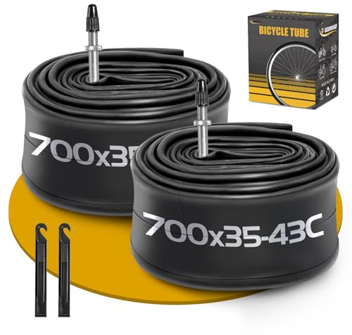 Pack de 2 Chambre à air 700 x 35-43C pour Vélo de Route FV48mm Valve Presta, Chambre à air Compatible avec Les Pneus de Vélo 700 x 35C/36C/37C/38C/39C/40C/41C/42C/43C