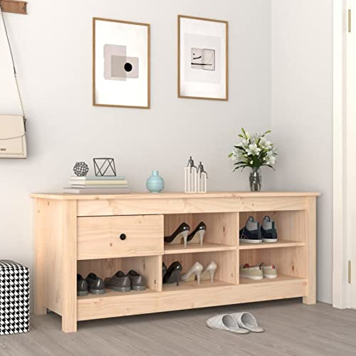 Xichuzi Schuhschrank, Schuhbank, Shoe Rack, Schuhe Schrank, Schuhkommode, Mehrzweckschrank, Schuhregal, 110x38x45,5 cm Massivholz Kiefer